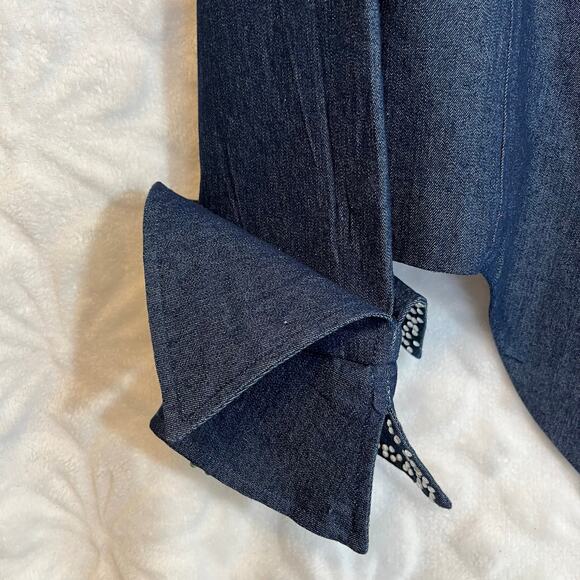 Devine denim NY rhinestone top gemstone closure preowned excellent condition - Picture 4 of 7